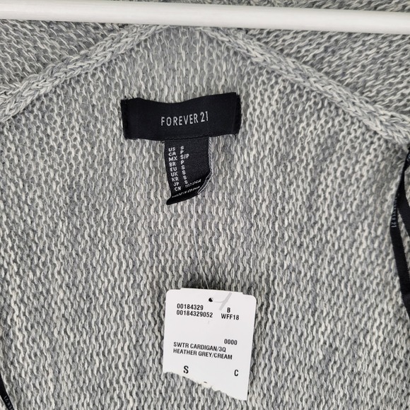 Forever 21 Grey Heathered Knit Open Front Long Cardigan Sweater Size Small - Picture 6 of 8